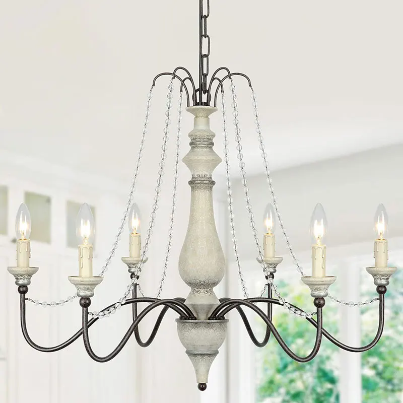 

American Style Rural French Style Chandelier Creative Living Room Dining Room Bedroom Study Cafa Personalized 6Head Pendent Lamp