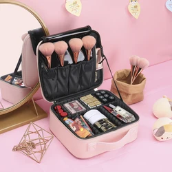 PU Leather Makeup Bag travel organizer Crocodile Cosmetic Bag Portable Artist Storage Bag with Adjustable Dividers for Women