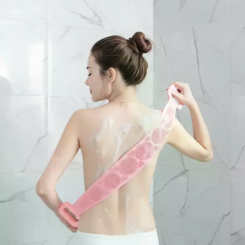 Silicone Body Exfoliator Brush Extended Long Back Scrubber Belt Flexible for Dead Skin Peeling Massage Shower Home Spa Relaxing