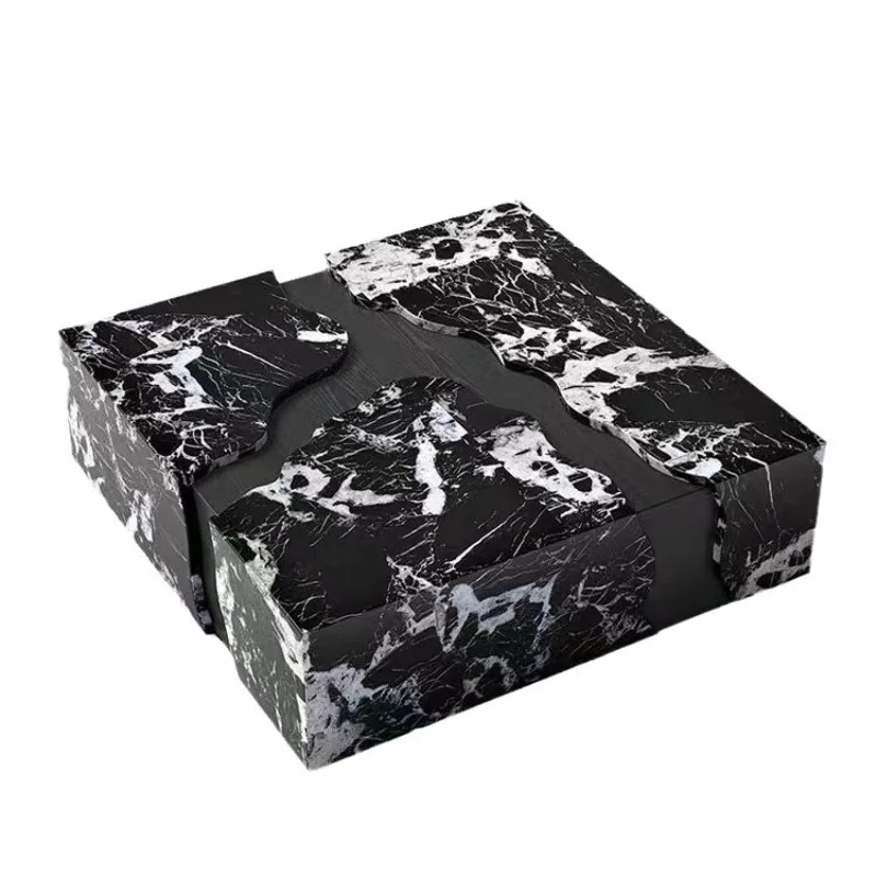 

Italian minimalist modern home living room cracked marble coffee table rectangular natural marble coffee table