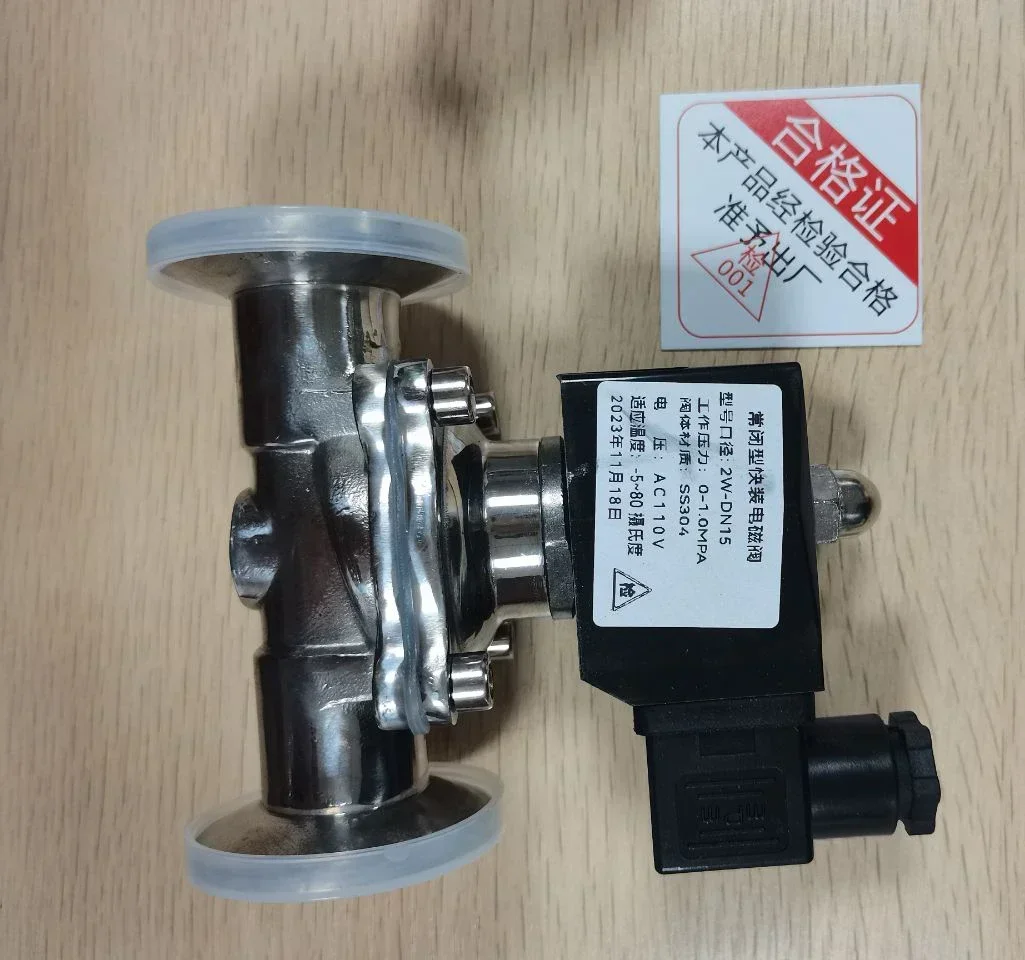 Normal closed 2 way Stainless steel ss 304 tri clamp 220v ac 24v dc solenoid valve