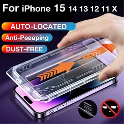 For iPhone 15 14 13 12 11 XR XS X Pro Max PLUS Anti Peeaping Tempered Glass Screen Protector Dust Free Phone With Install Kit