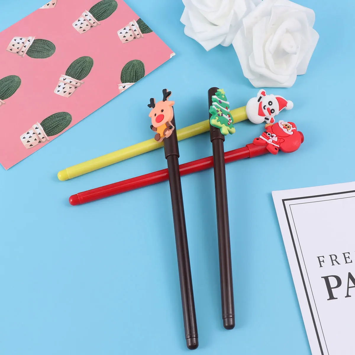 

12 шт., набор рождественских гелевых ручек, креативная рождественская елка, Санта-Лось, снеговик, гладкое письмо, забавные подарки в мультяшном стиле для детей