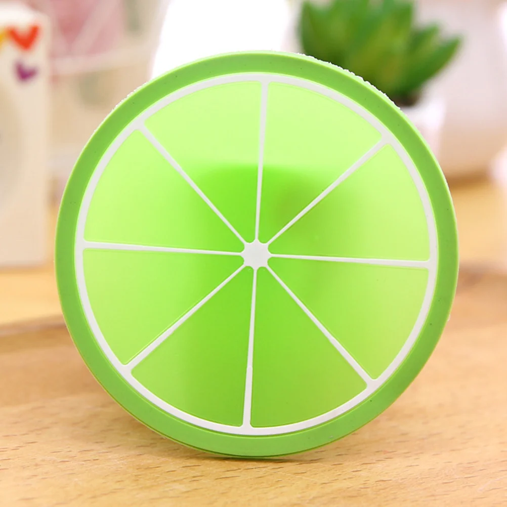 

5Pcs Colorful Fruit Style Silicone Coasters 8.8x8.8cm Round Heat Resistant Waterproof Pad for Cups Bottles Home Kitchen Use
