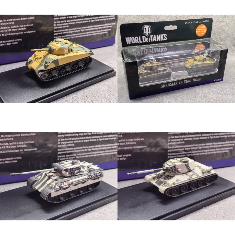 Diecast CORGI 1/87 Scale World War II Tank Battle Showdown Series Leopard T34 Sherman Alloy Tank Collectible Toy Gift Souvenir