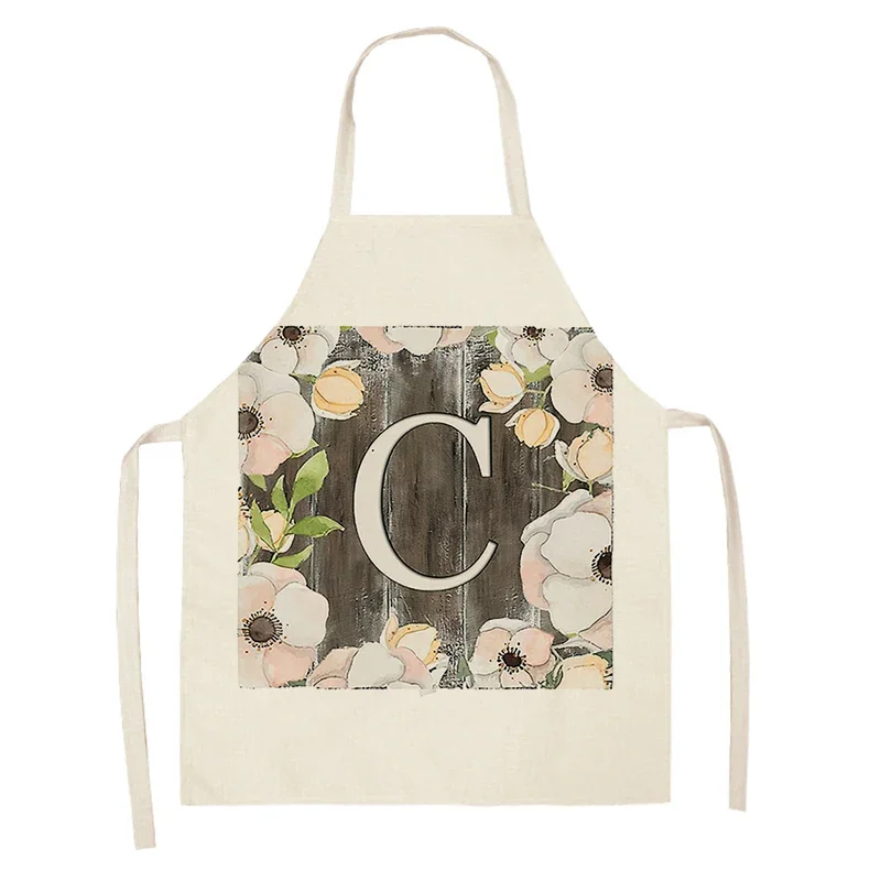 Home wreath Letter Pattern Apron Women Men child Linen Stain Resistant Apron Cooking Household Cleaning Tool Kitchen Utensils