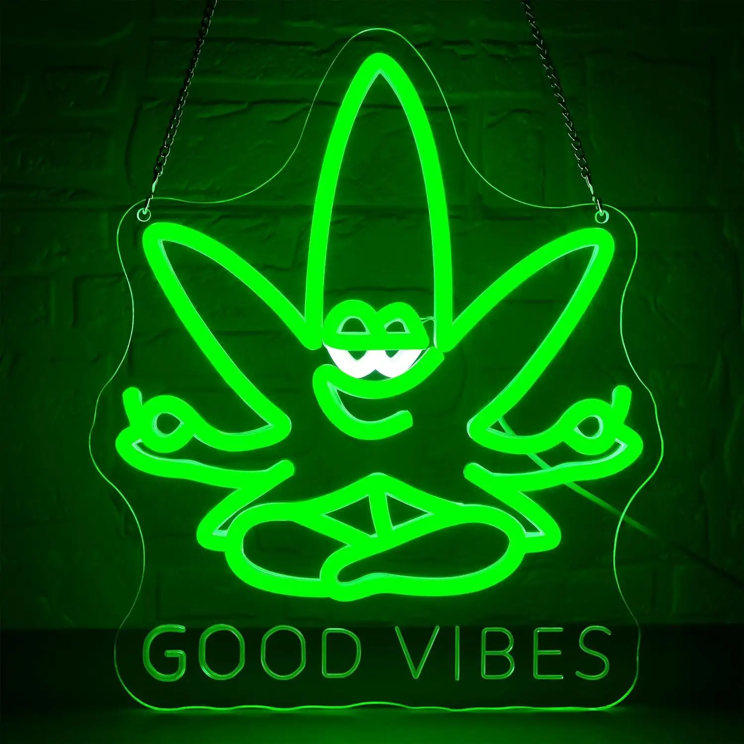 

Weed Neon Sign Good Vibes Dimmable Yoga Leaf LED Neon Light Signs for Man Cave Bar Club Bedroom Hotel Party Decor Gifts for Men