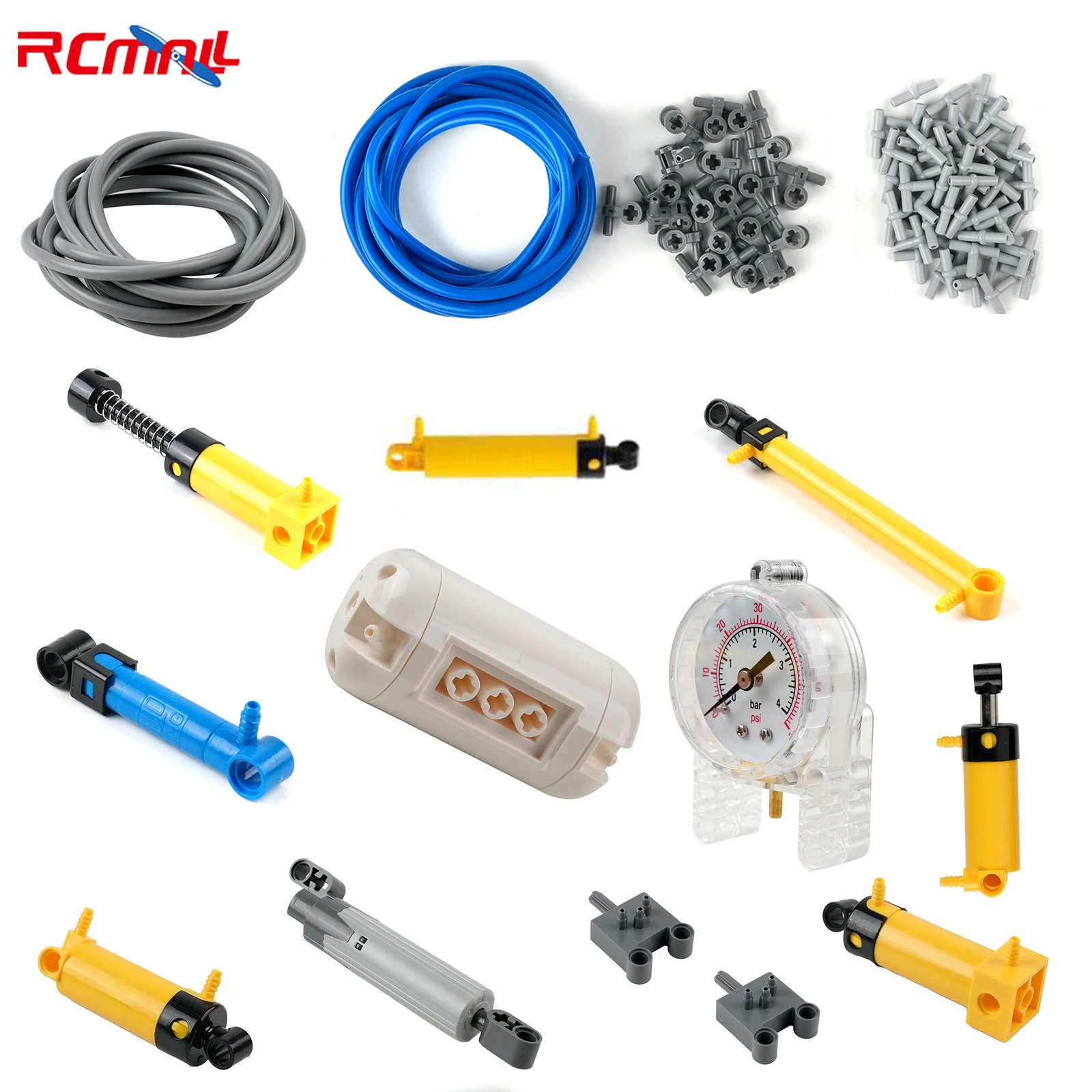 MOC Pneumatic Block Kit Compatible with Legoeds Pneumatic switch 47223 Cylinder Air Pump 19476 Push Rod 19475 Gas Tank 75974