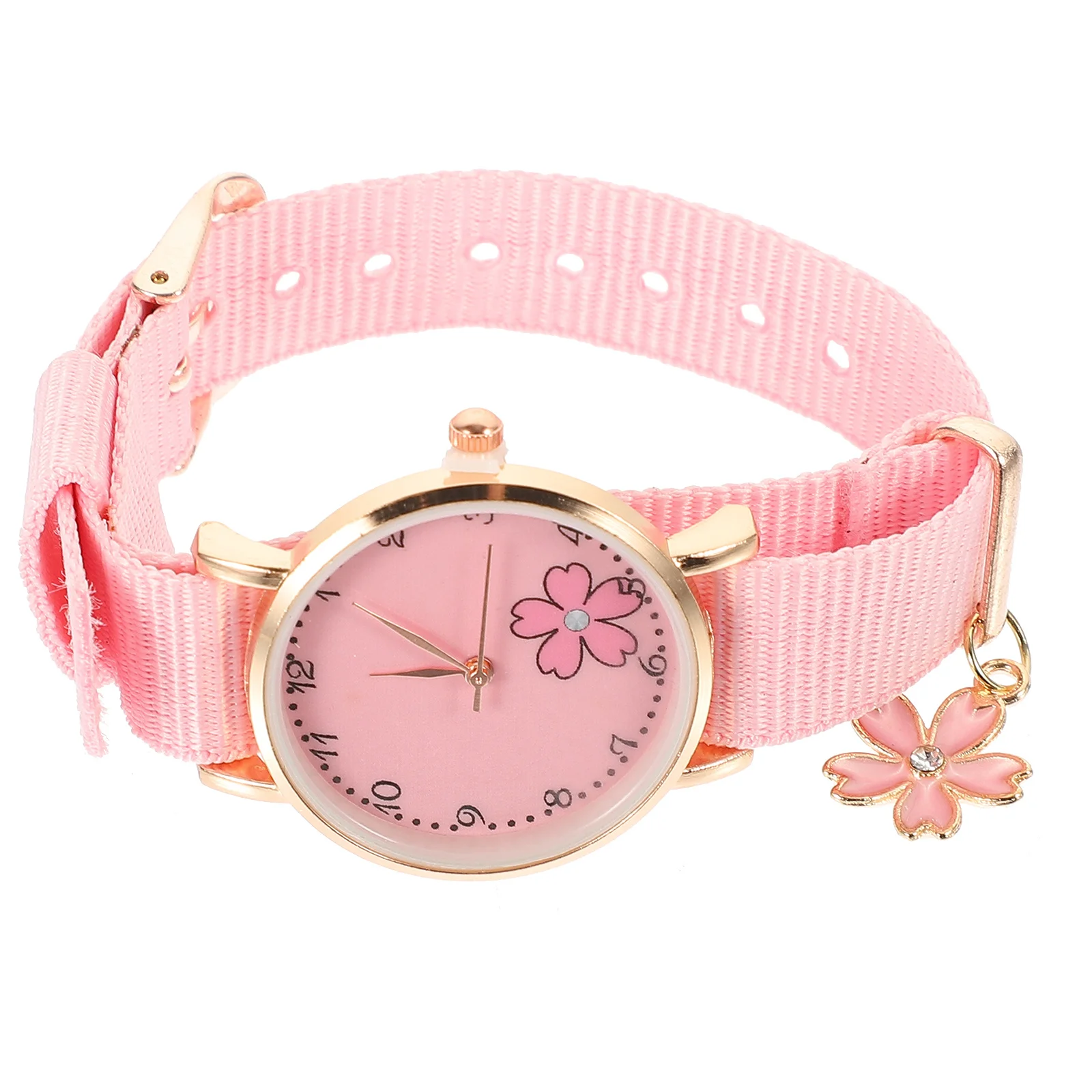 

Kids Wristwatch Detachable Canvas Band Flower Pattern Breathable Lightweight Cartoon Watch Gift for Girls Students Wristwatch