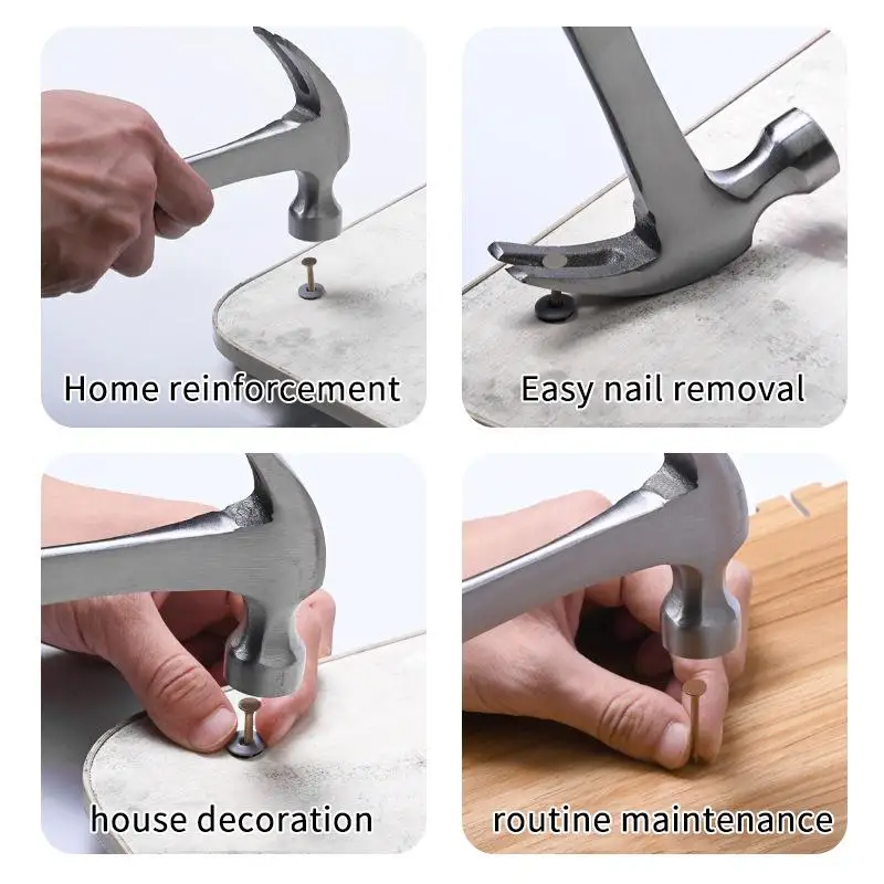 *1Pcs Multi-function Woodworking Nail Wooden Handle Shock Absorption High Carbon Steel Claw Hammer Durability Car Household Tool