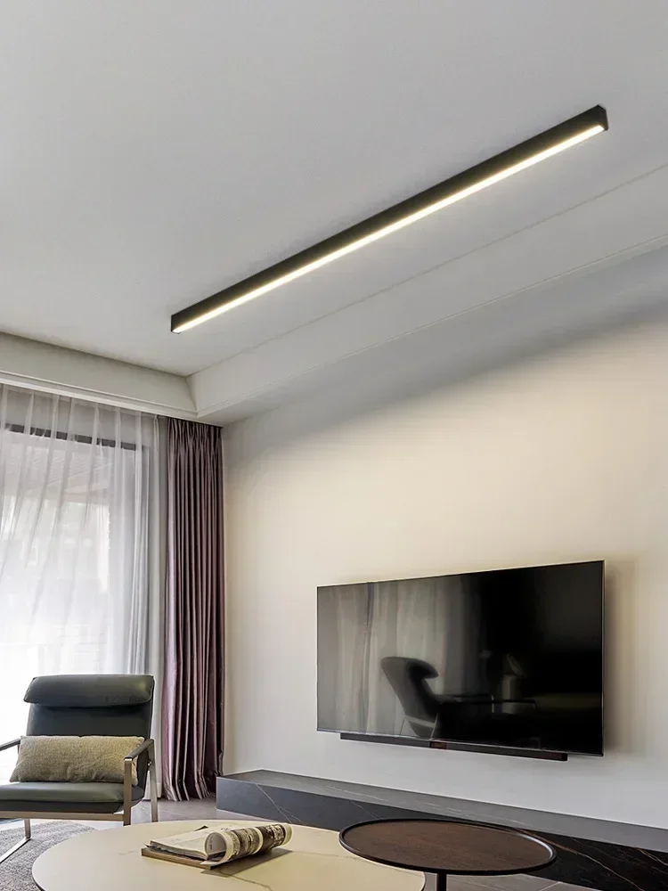 Imagem -04 - Led Superfície Linear Luz de Teto Long Strip Minimalista Preto Lâmpada Varanda Corredor Vestiário Sala de Estar Sala de Jantar