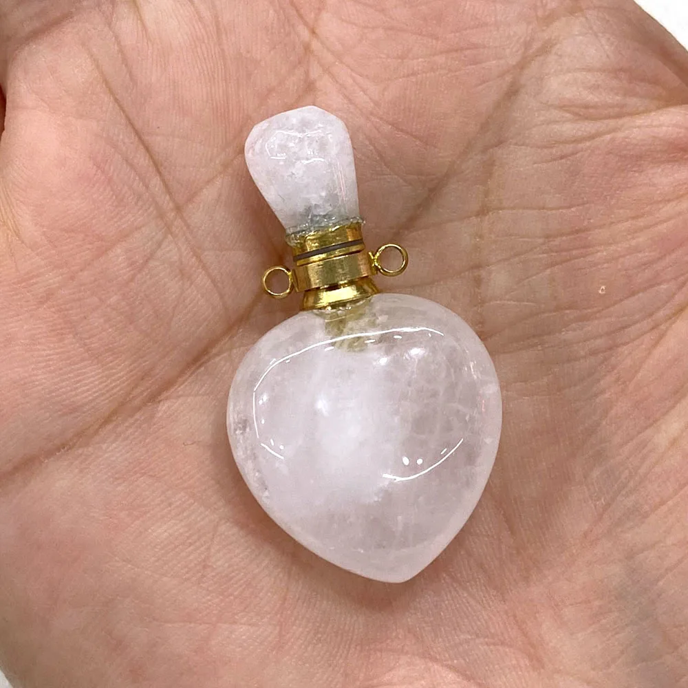 Natural Stone Crystal Perfume Bottle Double Hole Pendant 12-40mm Charm Creative Jewelry DIY Boutique Necklace Earrings Accessory