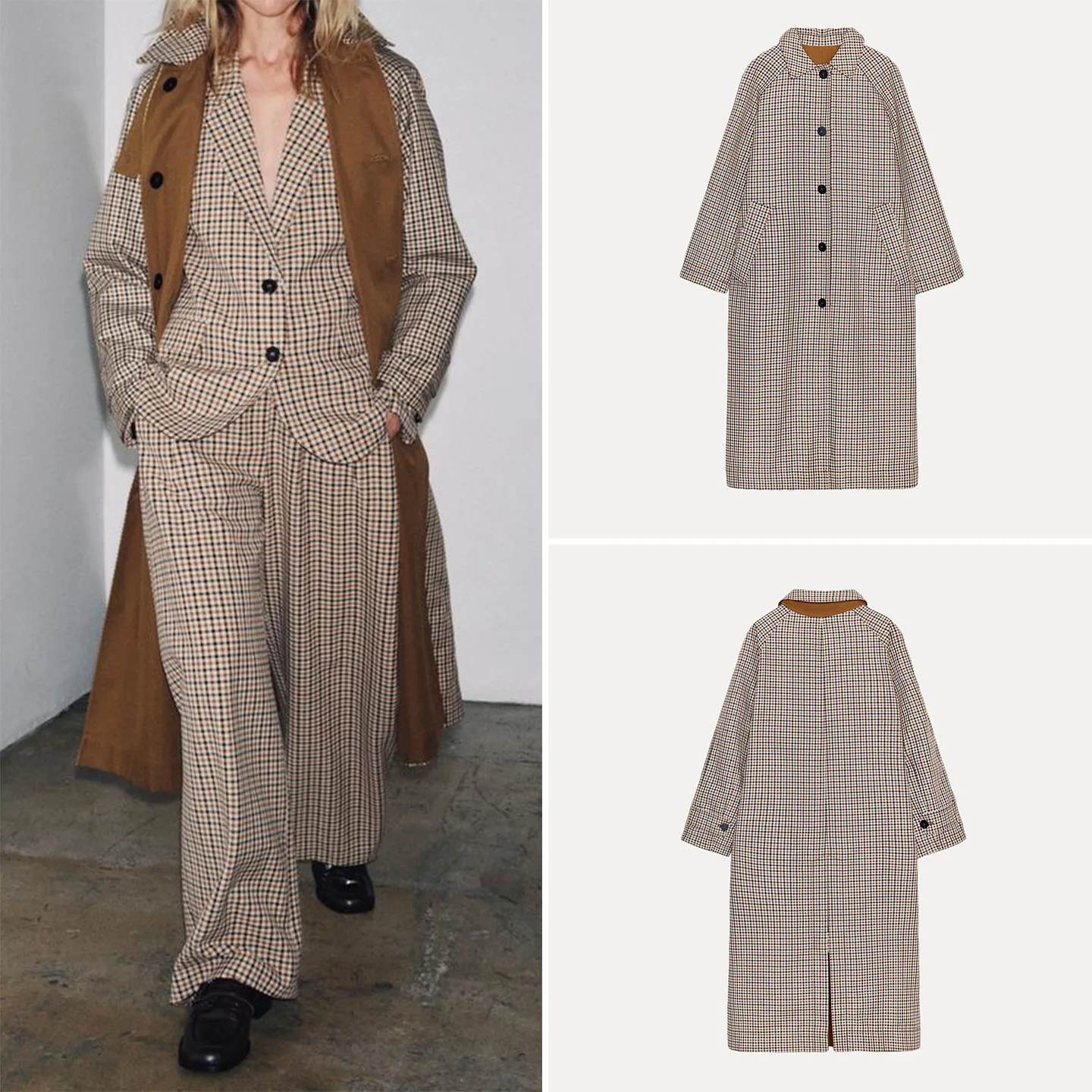 Damski płaszcz dwustronny, luźny, prosty, z prostym krojem, długi, z długim rękawem, z kolekcji New Faion 2025.