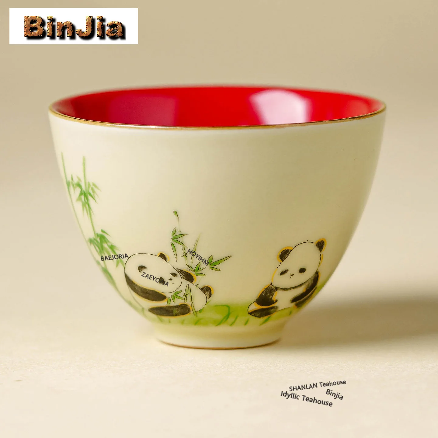 100ml Ceramic Decal Panda Paradise Teacup Antique Tea Bowl Mug Tea-tasting Meditation Cup Chazhan Master Cups Cafes Ornaments