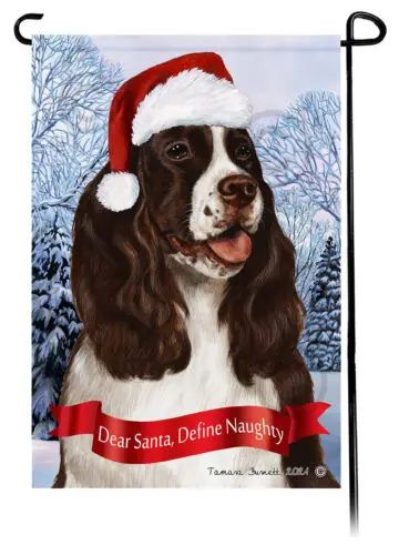 Springer Spaniel Dear Santa, Define Naughty Garden Flag