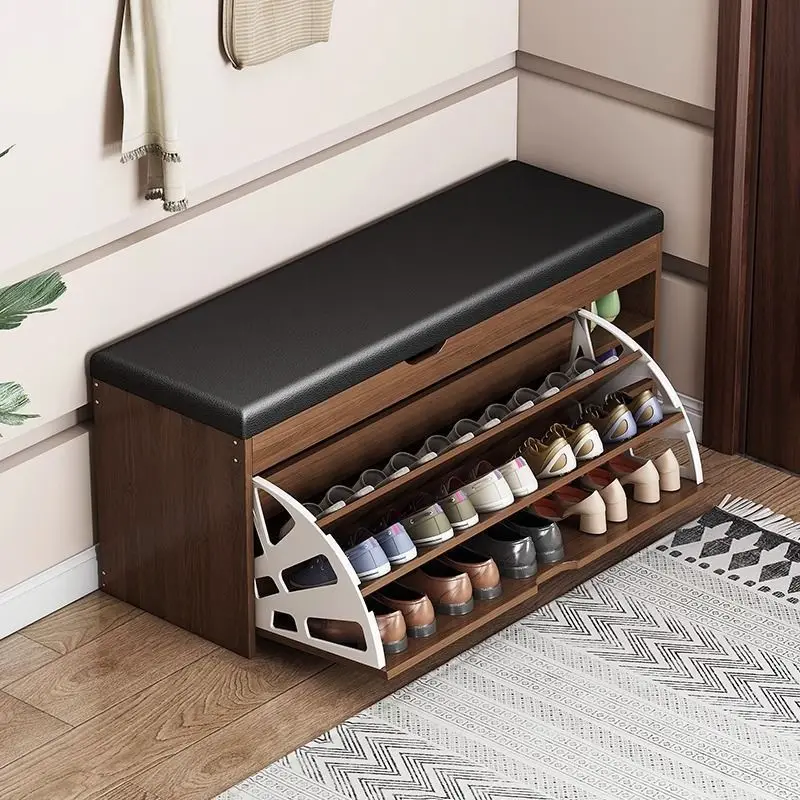 Tipping bucket shoe cabinet, integrated storage at the door of the home, free of installation, shoe change stool, entrance door