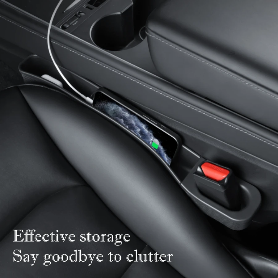 2PCS For Tesla Model Y Model 3 2024-2020 TPE Seat Gap Filler Organizer Auto Console Side Storage For Model Y Seat Crevice Box