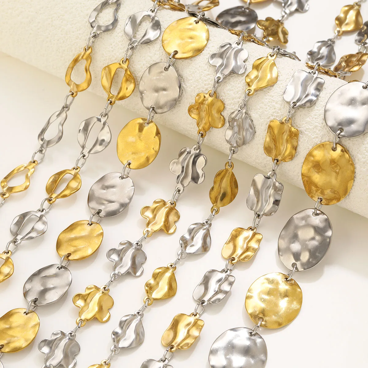 1 Meter Edelstahl-Ovalketten für DIY-Handgefertigte Armbänder, Halsketten, Bastelarbeiten, Gold-Stahlfarben-Mix, Schmuckzubehör – Detail 5