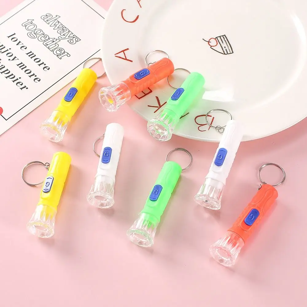 10Pcs Clear Random Color Mini Flashlight Lamp Toy Birthday Party Gifts Keychain Light Portable Plastic LED Torch Children Kid