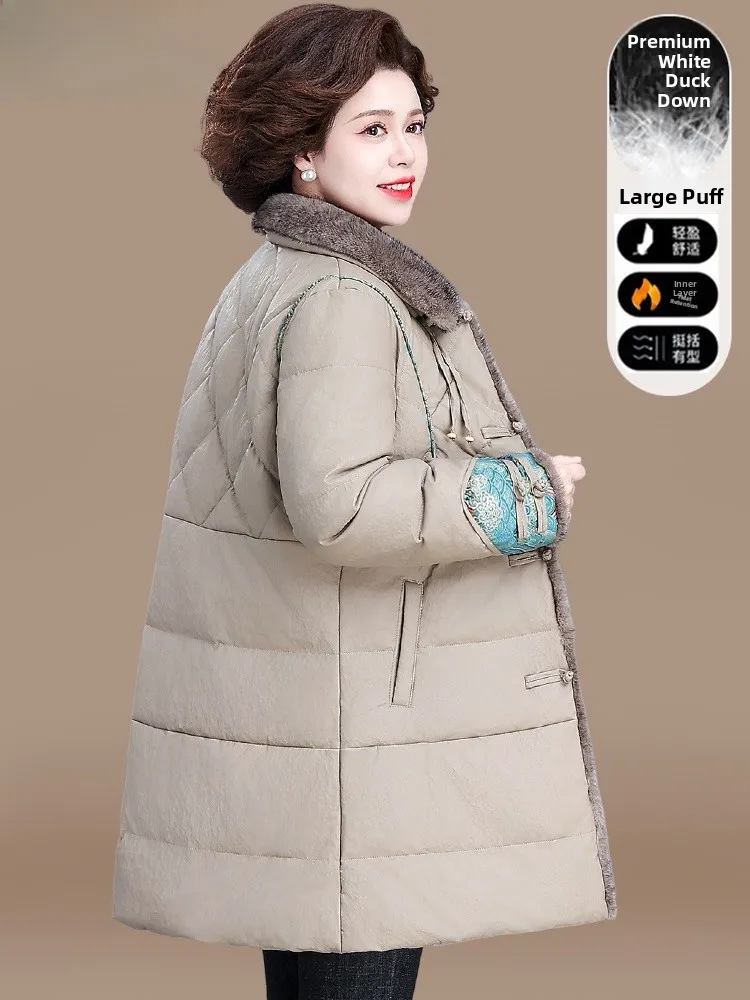 新しい中国製スレモムダウンジャケット秋冬アウター2024新作中高年女性用レザーコートワフリーコットン