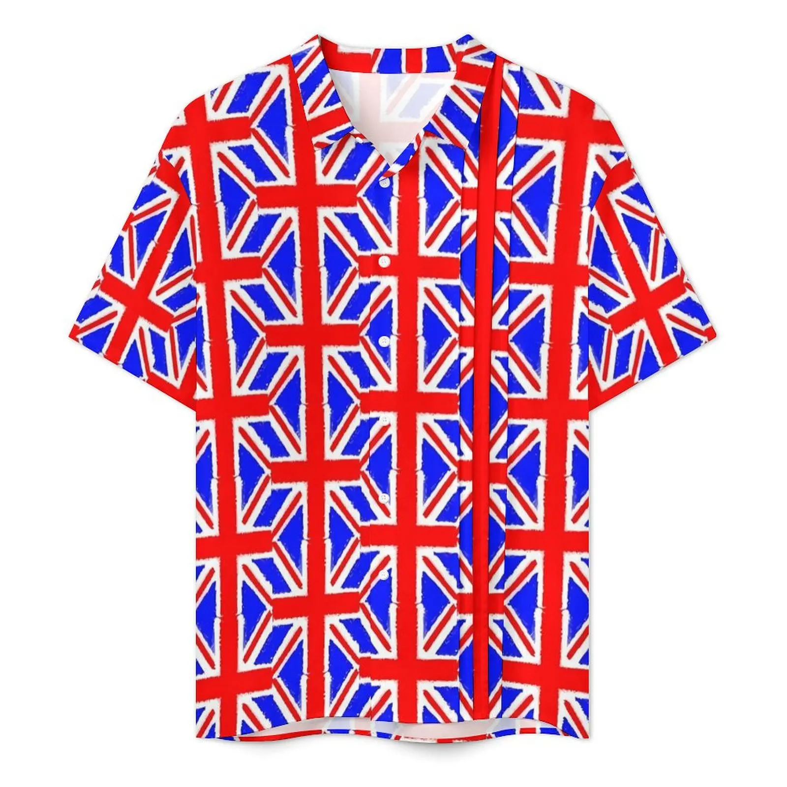 Camisa de verano con bandera británica para hombre, blusa informal de manga corta con banderas abstractas para playa, ropa de calle con diseño elegante de gran tamaño