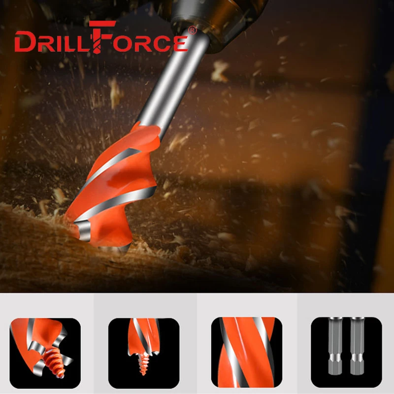 Сверло для сверления дерева Drillforce, устройство для резки дерева, 10-35 мм, 10/12/14/16/18/19/20/22/25/28/30/32/35 мм