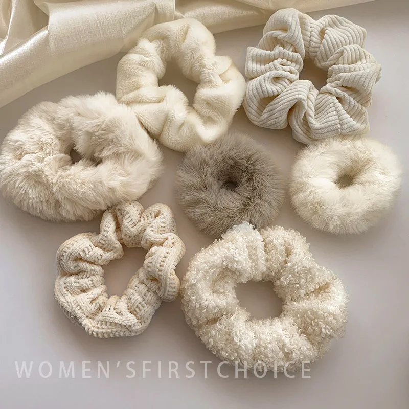

Зимние белые резинки для волос из искусственного меха, ультрамягкие резинки для волос без скольжения, нежная резинка для женщин и девочек, повседневное использование, комфорт на весь день