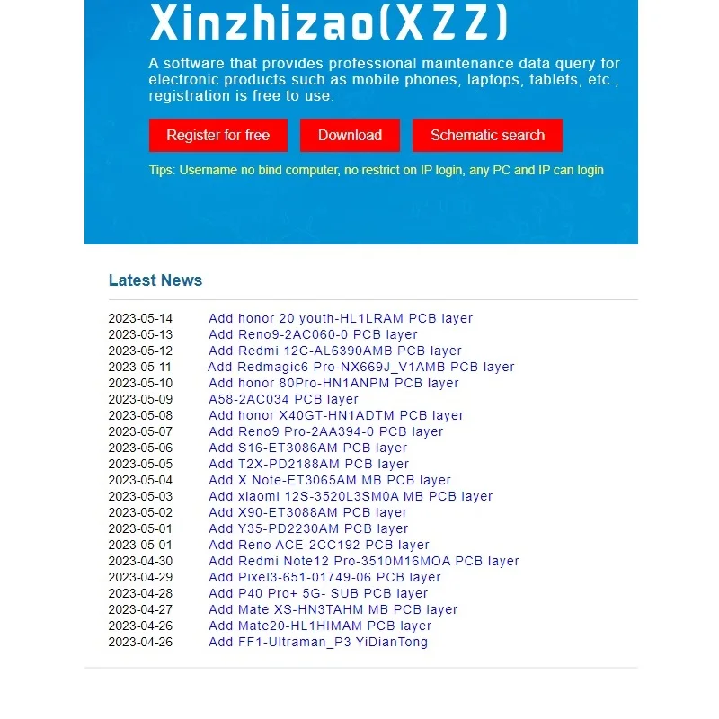 XZZ التخطيطي ل الشرف X40GT A58-2AC034 Reno9 Pro S16-ET3086AM إصلاح دونغل أدوات على الانترنت رسم ترخيص