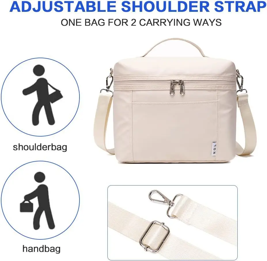 Insulated Lunch Box Bag with Shoulder Strap Hand-Held Cooler Box Thickened Bento Bag Travel Picnic Camping Bag