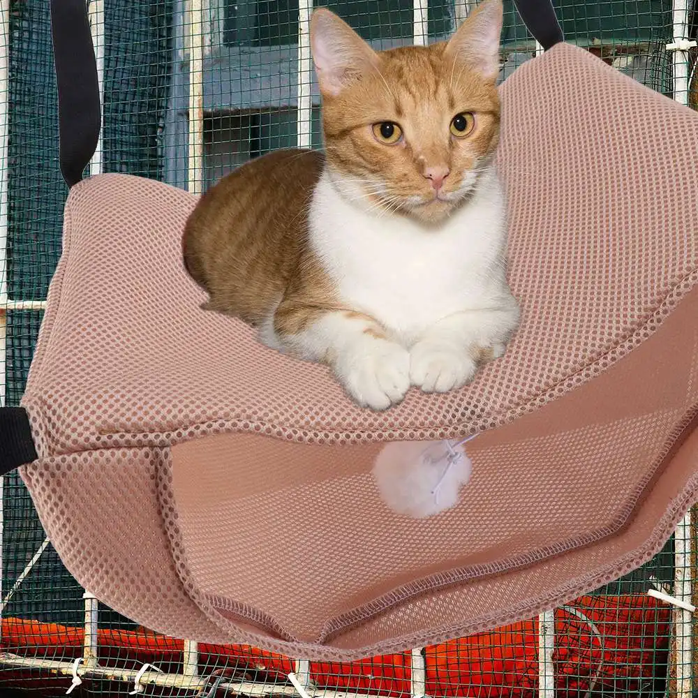 Anti-Scratching Breathable Cat Cage Hammock Adjustable Lanyard Mesh Cat Hanging Bed Thicken Sleeping House Pet Cage Kitten view 3