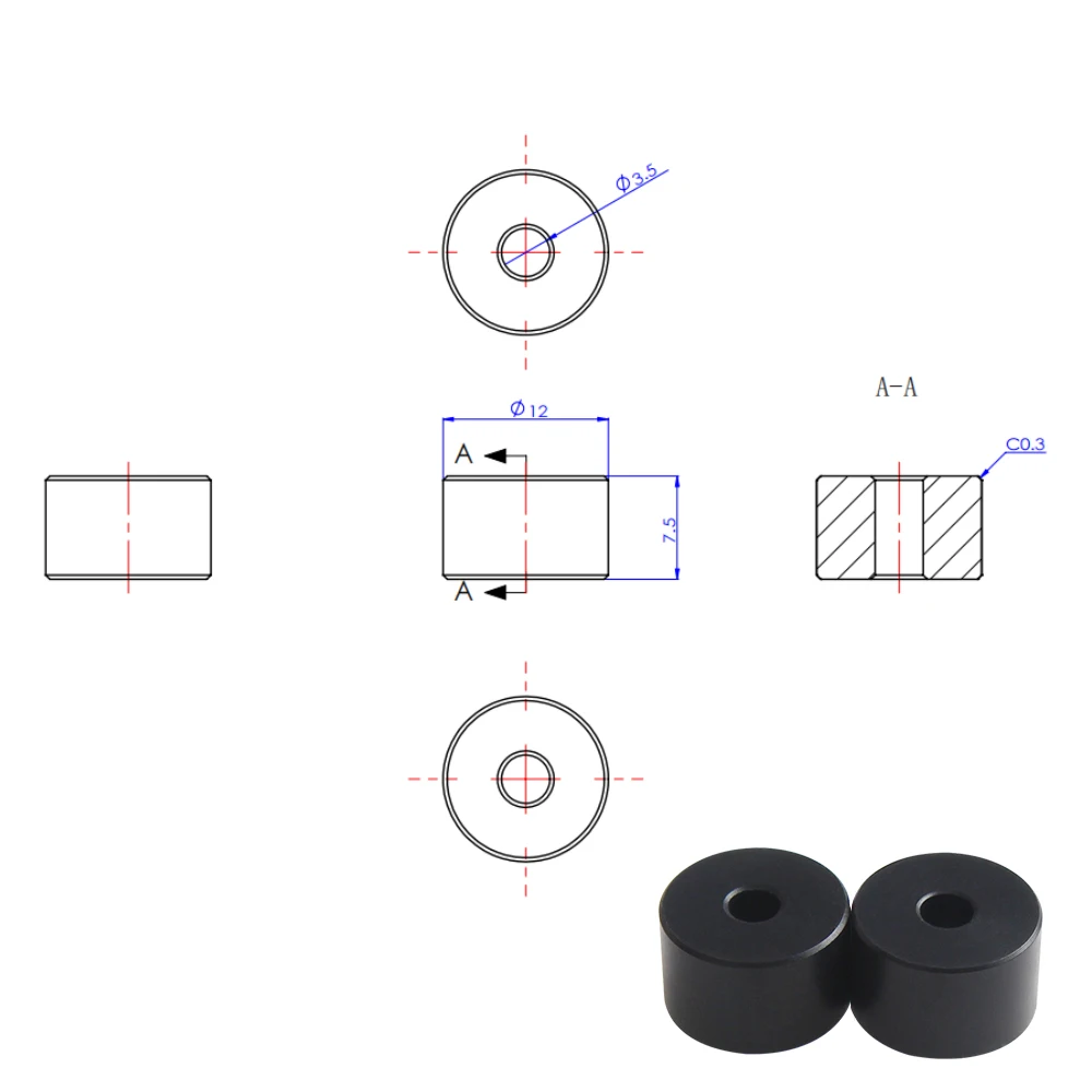 1/2sets Voron Feet Peek Hotbed Protector Cushion Damping Black Damper Pad Base Silicone Column Foot for Voron 2.4/Trident