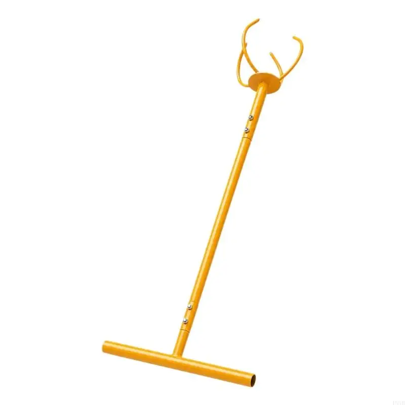 Manual Garden Soil Loosening Tool Long Handle Metal Three Prong Soil Tool with Lower Bar, 38.19 in Yard Soil Working Tool for Pl