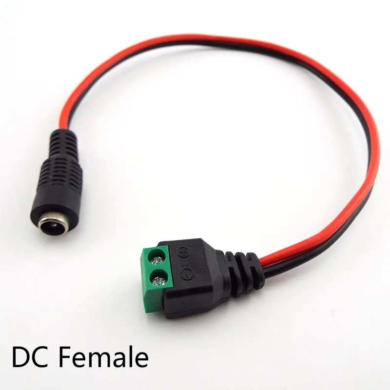 อะแดปเตอร์ต่อหัวเชื่อมปลั๊ก DC ตัวผู้ตัวเมีย12V DC ตัวผู้สายลำโพงต่อกับ5.5X2.1mm ต่อสายไฟสำหรับกล้อง CCTV ริ้วสายไฟ LED