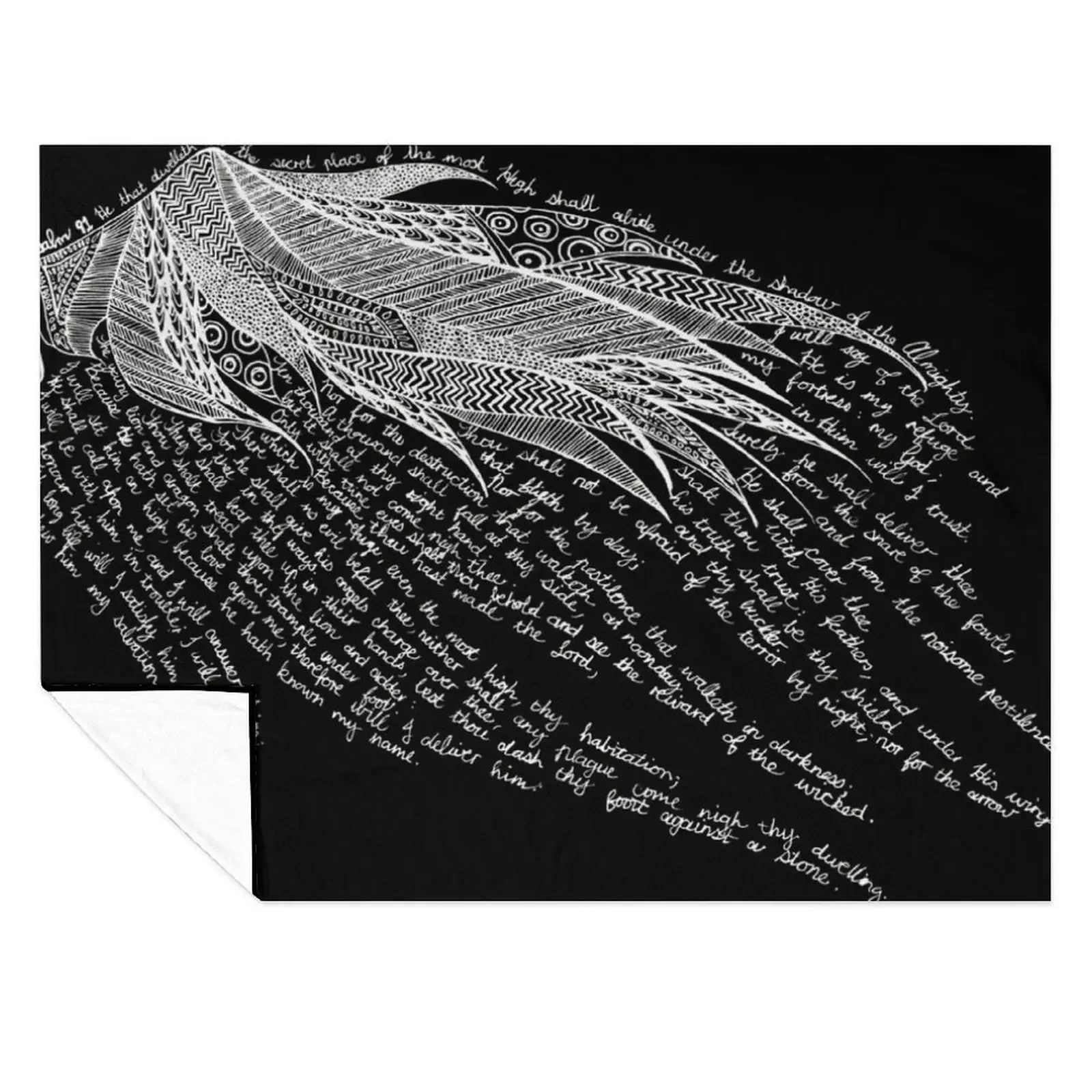 

Psalm 91 (on Black) Throw Blanket valentine gift ideas Sofa Throw Flannel Fabric Shaggy Blankets