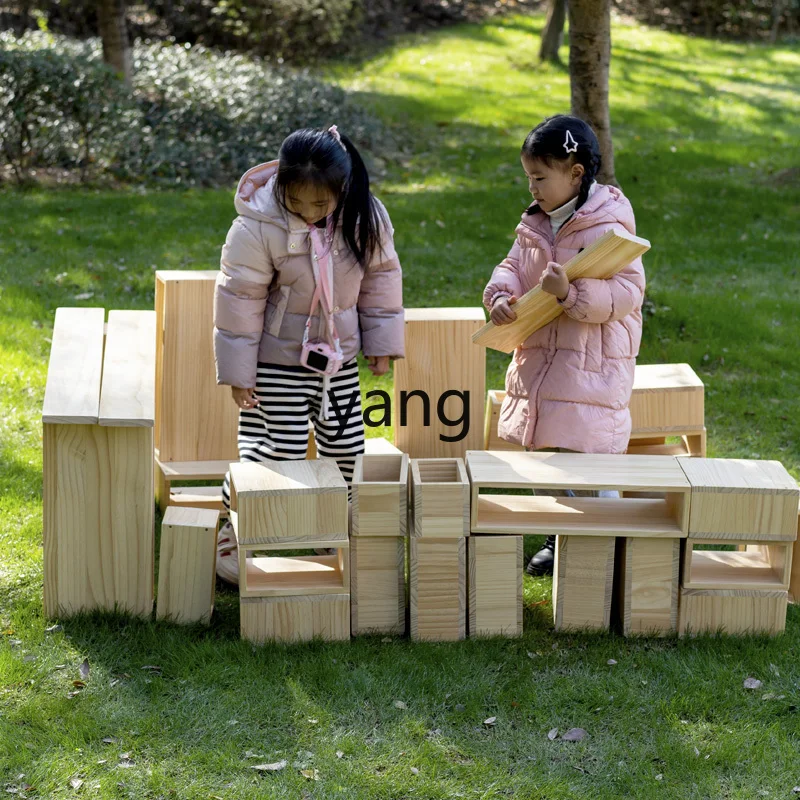 LMM Solid Wood Hollow Building Blocks Anji Game the Construction Zone Building Materials Outdoor Medium and Large Class Toys