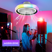 60W Bluetooth Music RGB LED Dimmable Ceiling Fan Light with Lighting, Dimmable LED Ceiling Light for Bedroom Living Room Fan