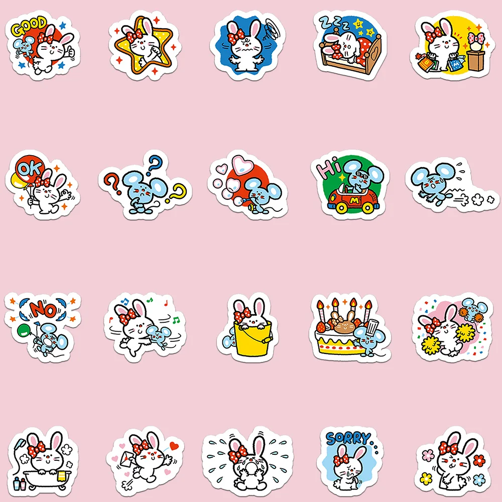 40pcs 귀여운 만화 토끼 & 매티 스티커 DIY 일기 노트북 전화 수하물 스케이트 보드 낙서 데칼 스티커 선물 장난감