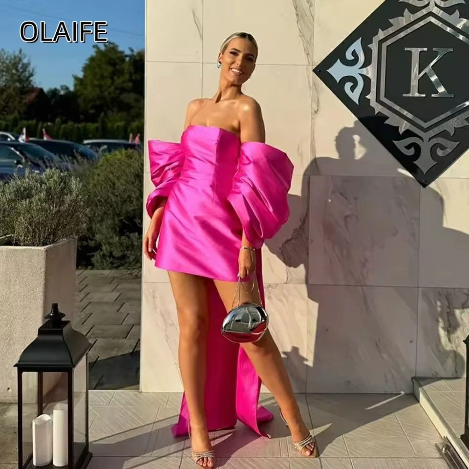 

Sexy Mini Strapless Satin Sleeveless Sheath Short Cocktail Dress Party Gown Customized Bowknot платье на выпускной
