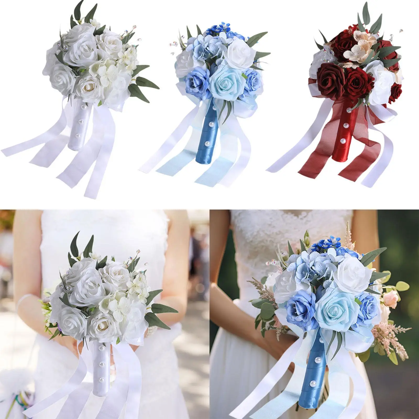 Bridal Bouquet Rose Flowers Ornament Centerpieces Rustic Romantic Bridesmaid