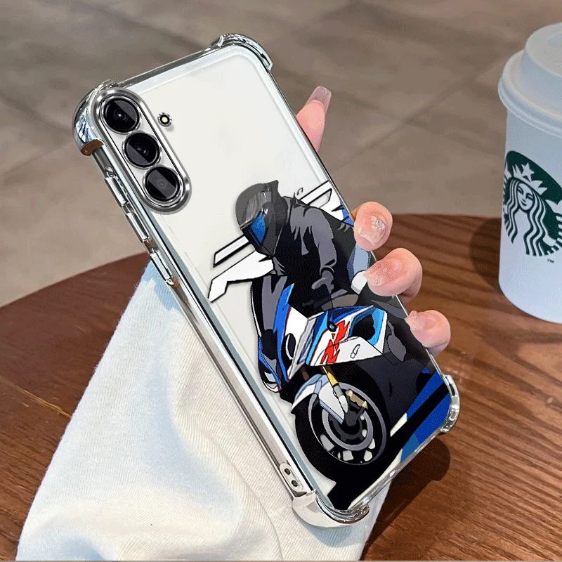 Plating Protective Cover For Samsung Galaxy A57 A37 A27 A17 5G Case TPU Four-corner Shockproof Motorcycle Pattern