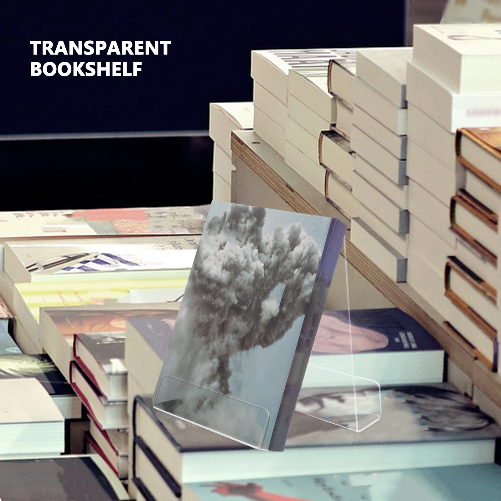 

Transparent Bookshelf for Shelves Holders Rack Stand Small Display Double Sided
