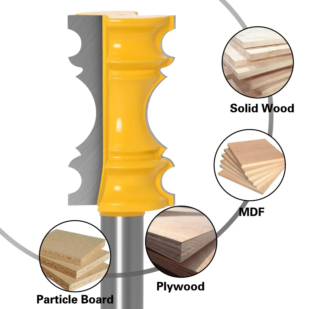 12 Inch Shank Router Bit for Chair Rail Molding Crown with Line Milling for Precise Decorative Woodworking Cuts