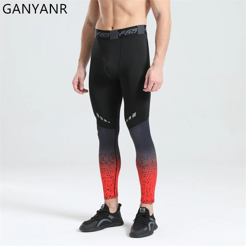 GANYANR Compression Pants Running Sport Tights For Men Leggings Sportswear Fitness Basketball Crossfit Training Football Workout