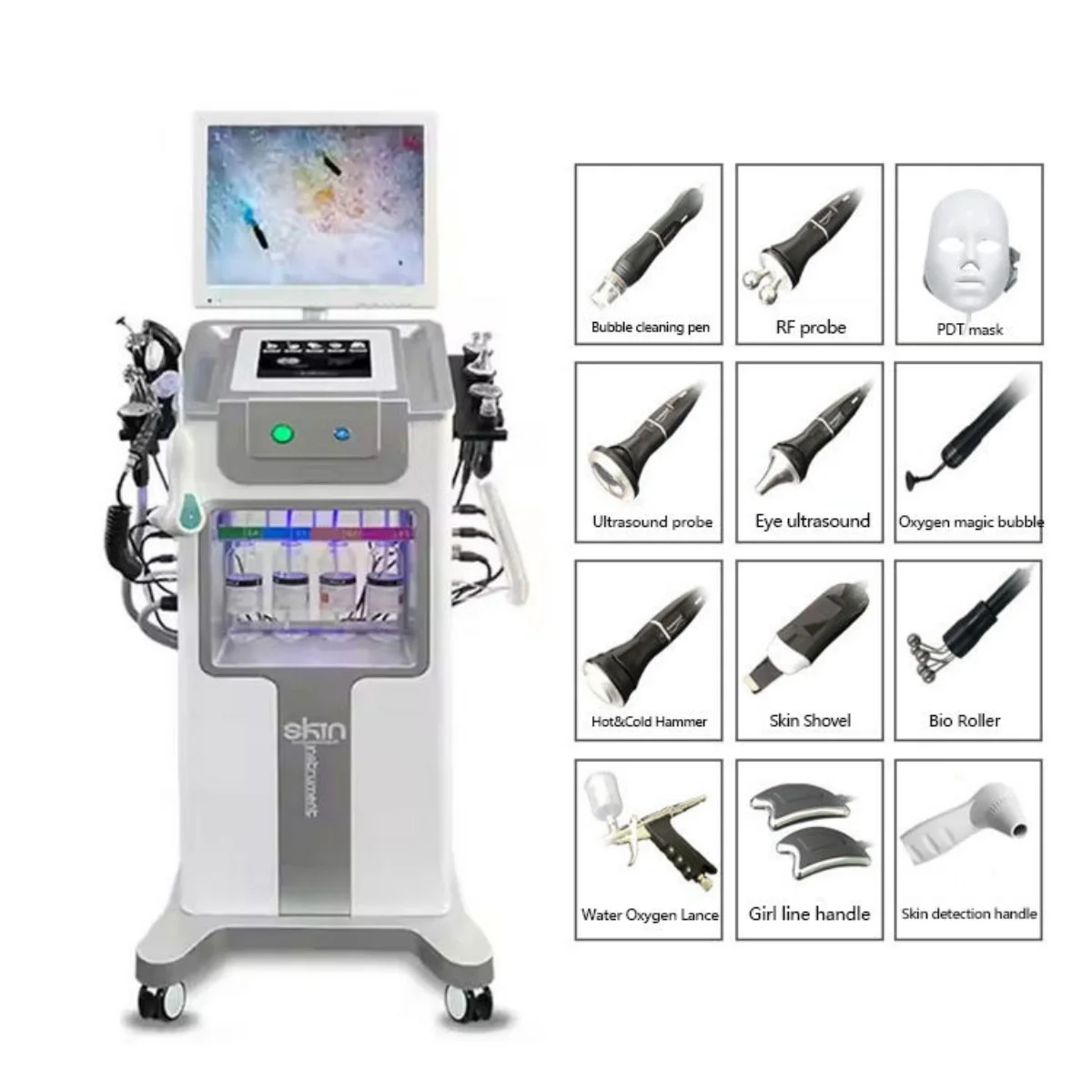 

12 in 1 Hydro Oxygen Bubble Facial Machine Oxygen Jet Peel Facial with Skin Analysis Skin Rejuvenation Deep Cleansing For Salon