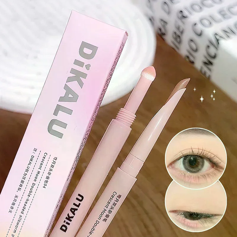 2-in-1 Lying Silkworms Eye Pencil Smudge-Proof Pink Shadow & Shimmer Highlighter Brighten Aegyo Sal Stick Korean Cosmetics
