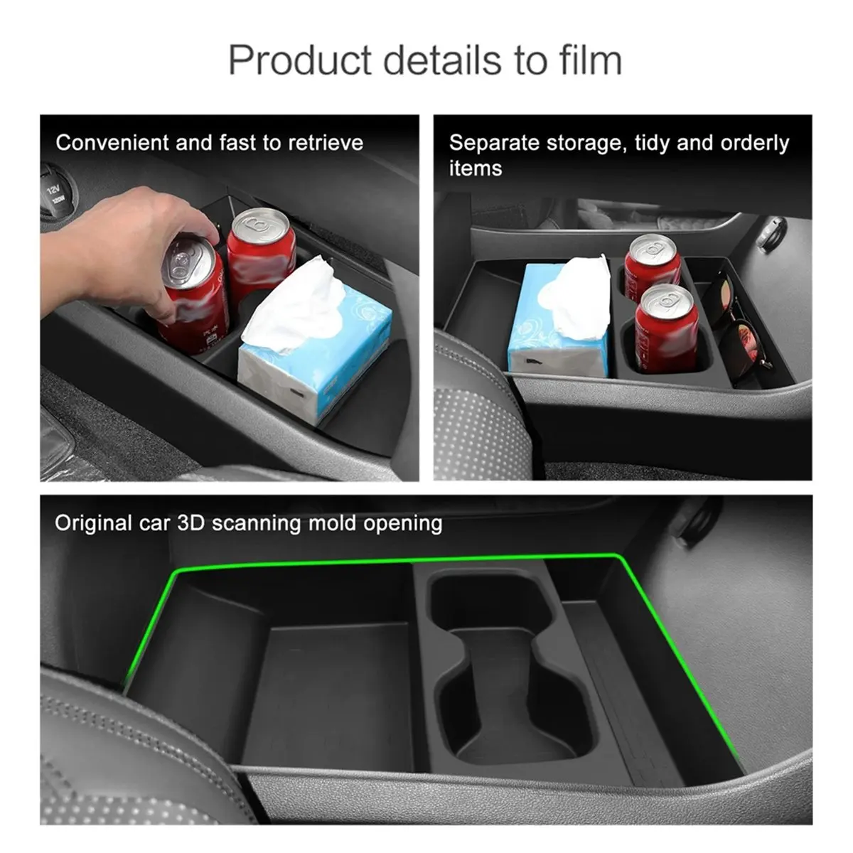 Super Sale Car Central Lower Layer Storage Box Cup Holder for Hyundai Santa Fe 2024 2025 Organizer Tray Accessories Tidying