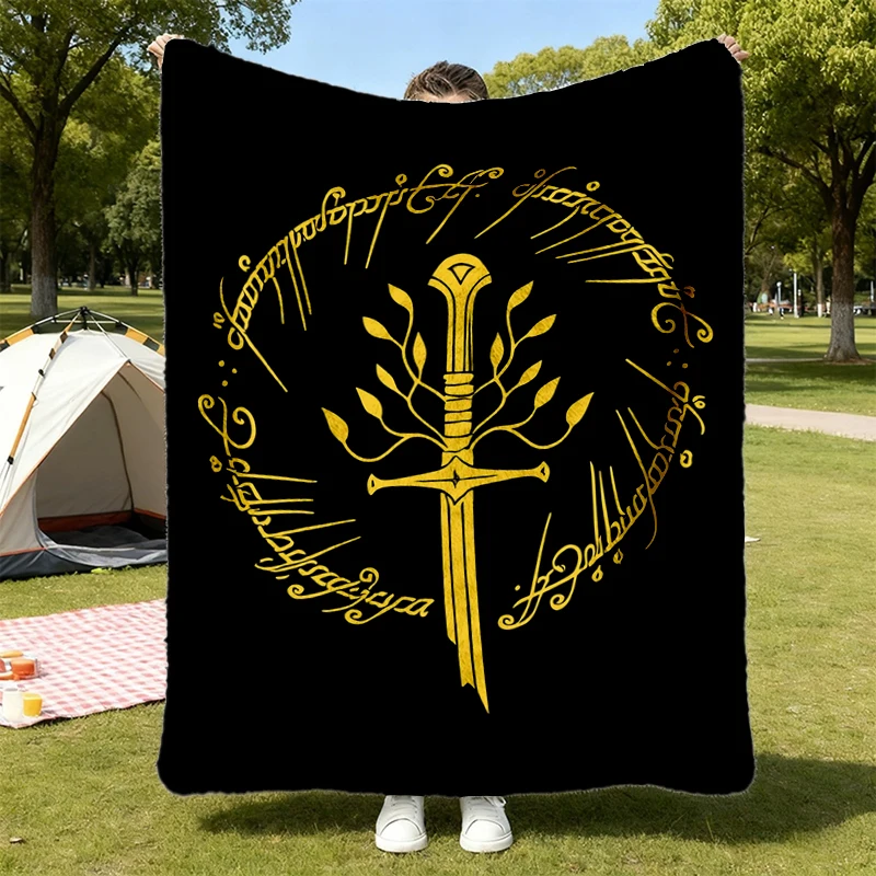 Narsil Broken Blade Flannel Blanket, Fantasy Tree Sword Flannel Throw