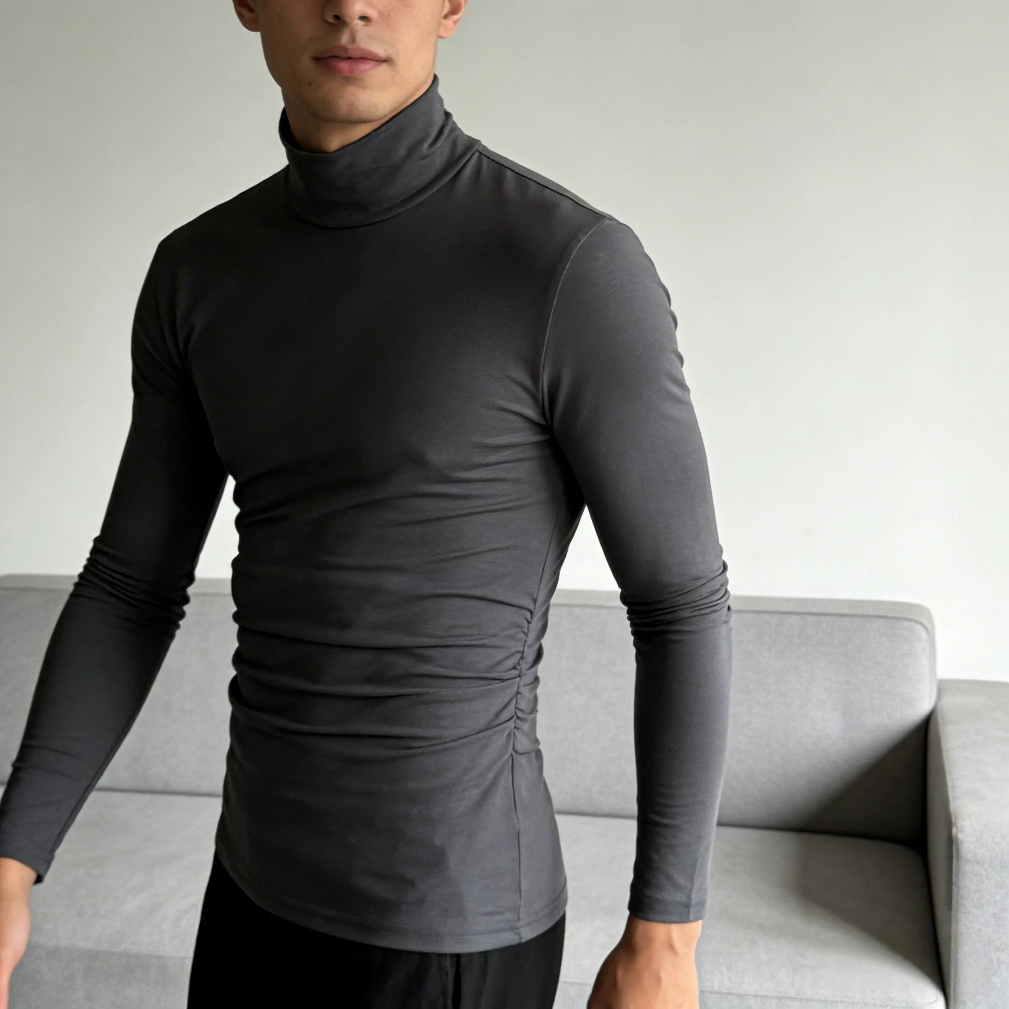 Thermal Underwear Tops Men Autumn Clothes Thermal Shirt Autumn Men's Winter Tights High Neck Thin Slim Fit Long Sleeve T-shirt
