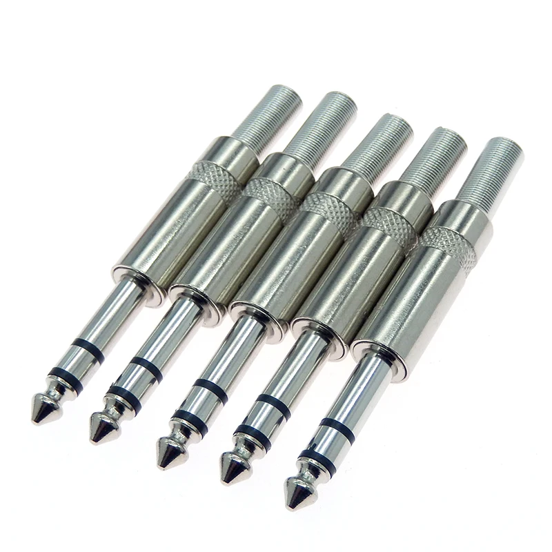 5PCS 6.3MM Mono/Stereo AUDIO jack plug male connector Welding line HeadPhone stereo 1/4\