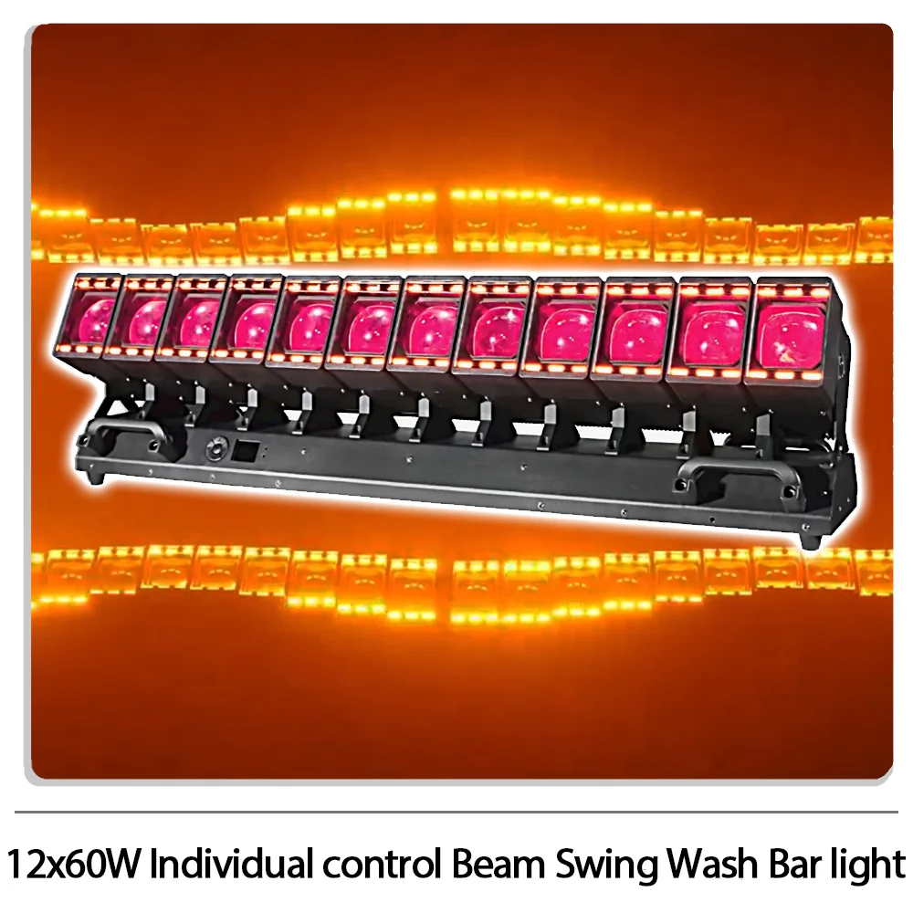 

12x60W LED RGBW with ring Individual control Swinging Beam Wash strobe effect bar light DMX512 for DJ Disco party wedding bar